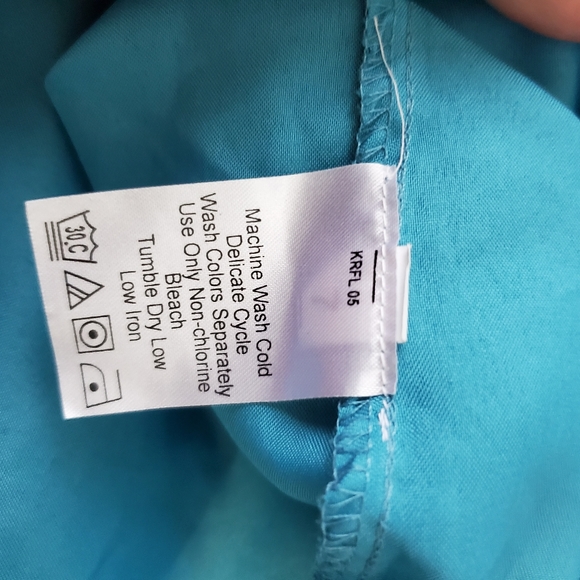 Only Neccessities Vintage Summer Dress Blue with Pockets Ruffle Bottom - Picture 5 of 9